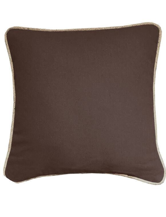 Coussin uni biais en jute  (chocolat)