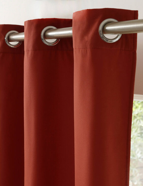 Isolerend gordijn met fleece achterkant en oogjes (terracotta)