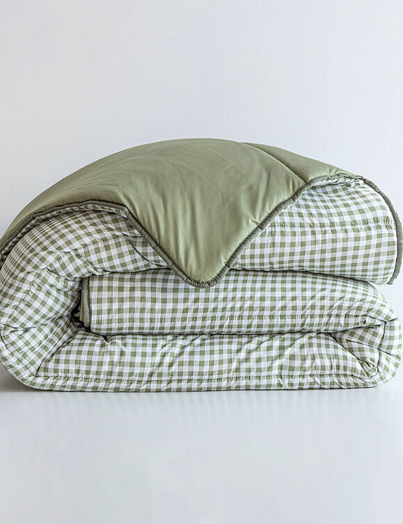 Couette microfibre imprim&eacute; vichy 400 g/m&sup2;  (kaki)