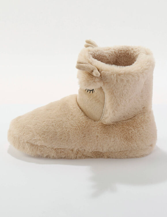 Chaussons bottillons rennes fourr&eacute;s (beige)