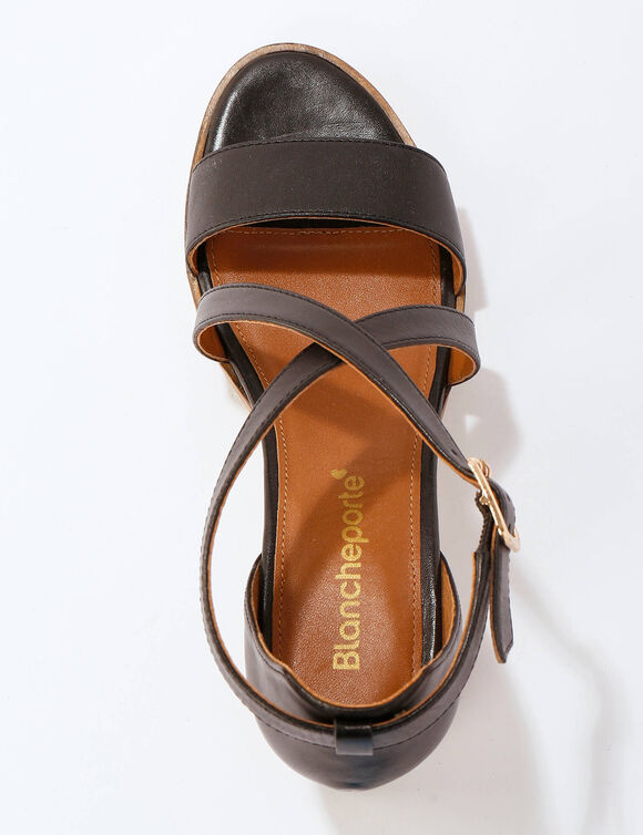 Sandales en cuir &agrave; talon (noir)