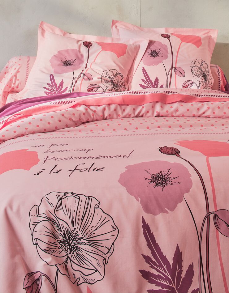 Linge de lit Coquely en polycoton à motifs coquelicot, rose Linge de lit Coquely en polycoton à motifs coquelicot, rose, hi-res image number 2