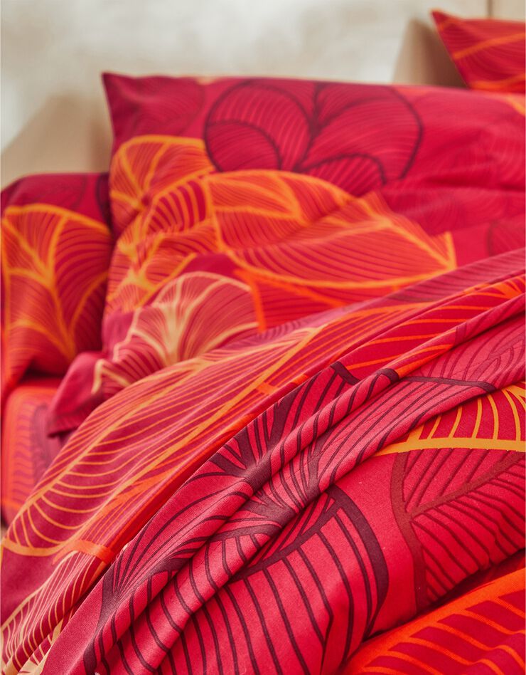 Linge de lit Elsa en polycoton à motifs feuilles, rouge Linge de lit Elsa en polycoton à motifs feuilles, rouge, hi-res image number 4