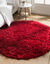 Rond tapijtje met hoge polen (rood)