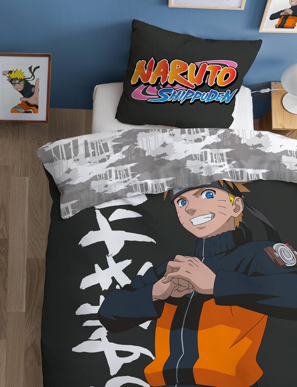 Parure de lit Naruto® coton (noir / orange)