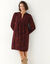 Robe housse col mao, cr&eacute;pon imprim&eacute; (prune / caramel)
