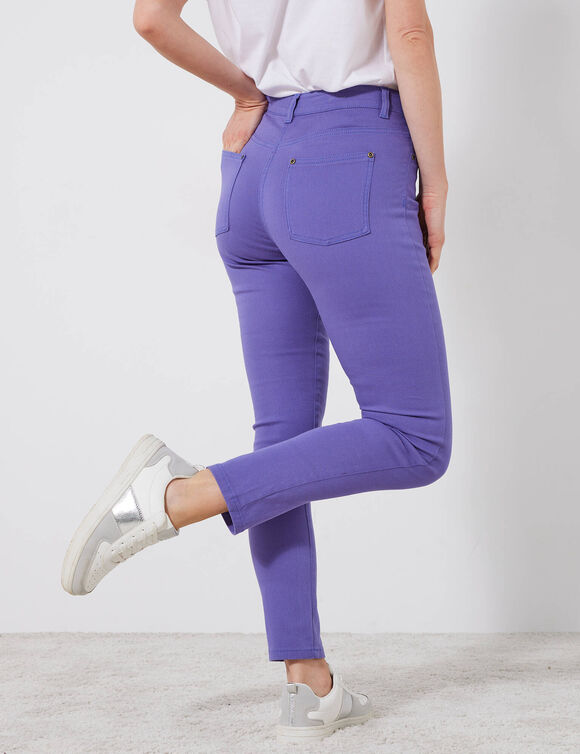Pantalon 7/8ème fuselé stretch uni (iris)