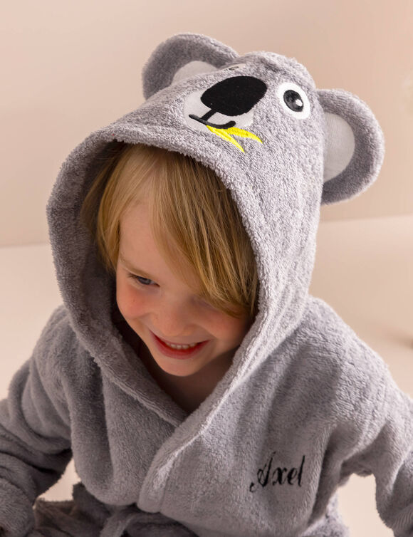 Peignoir de bain enfant personnalisable koala &agrave; capuche (gris)