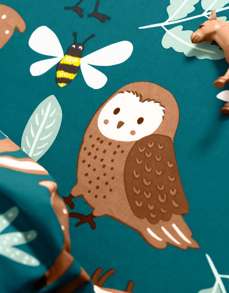 Linge de lit enfant à motifs Ourson en coton biologique, éco-responsable (vert)