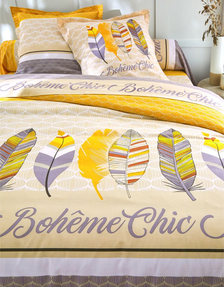 Bedlinnen Bohemia in katoen met 'Bohème Chic' print, geel Bedlinnen Bohemia in katoen met 'Bohème Chic' print, geel, hi-res image number 1