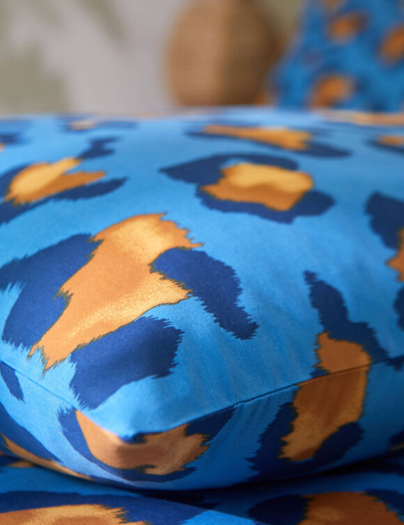 Linge de lit Pedro en polycoton imprimé peau de bête (bleu)