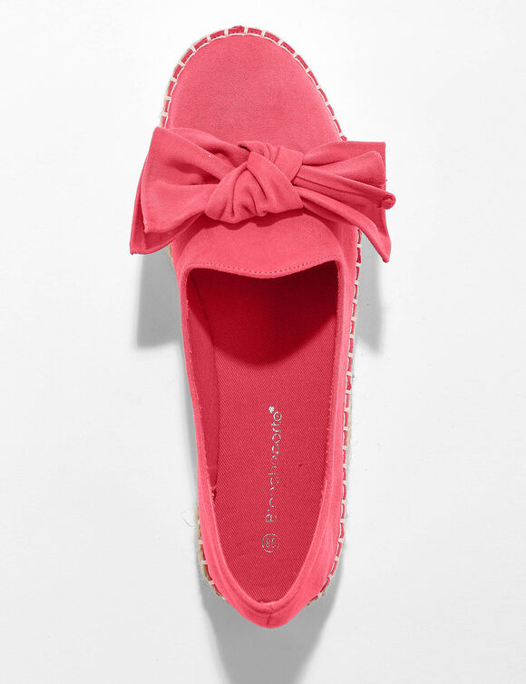 Mocassins espadrilles noeud &agrave; semelle corde crant&eacute;e  (corail)
