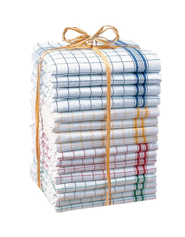 Droogdoek met ruitjes - sets (witte fond)