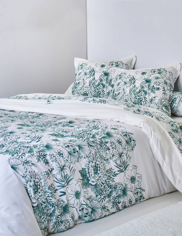 Linge de lit Lydia en coton imprim&eacute; (vert)