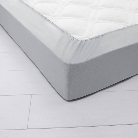 Drap-housse uni coton grands bonnets 40 cm (gris perle)