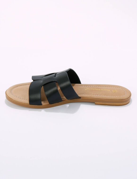 Mules plates bandes croisées (noir)