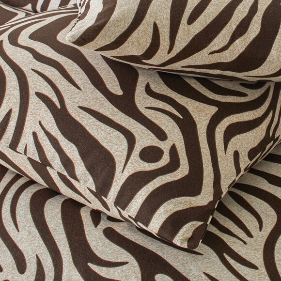 Linge de lit Z&egrave;bre imprim&eacute; - coton 52 fils/cm&sup2; (chocolat)