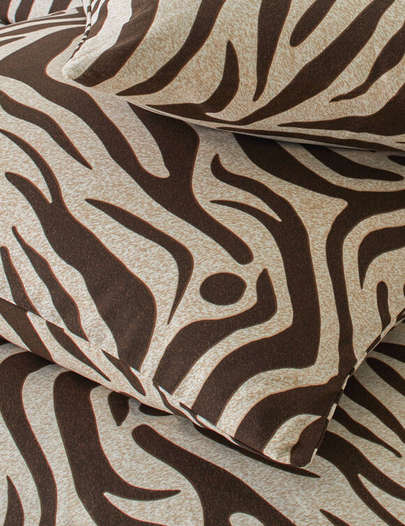 Linge de lit Z&egrave;bre imprim&eacute; - coton 52 fils/cm&sup2; (chocolat)