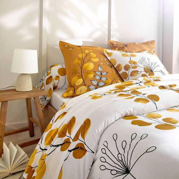 Linge de lit Danae en coton imprimé (miel)