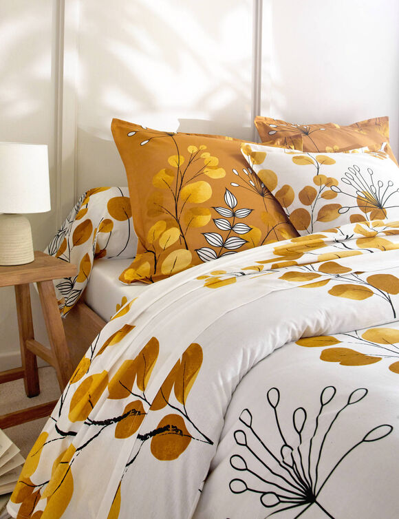 Linge de lit Danae en coton imprimé (miel)