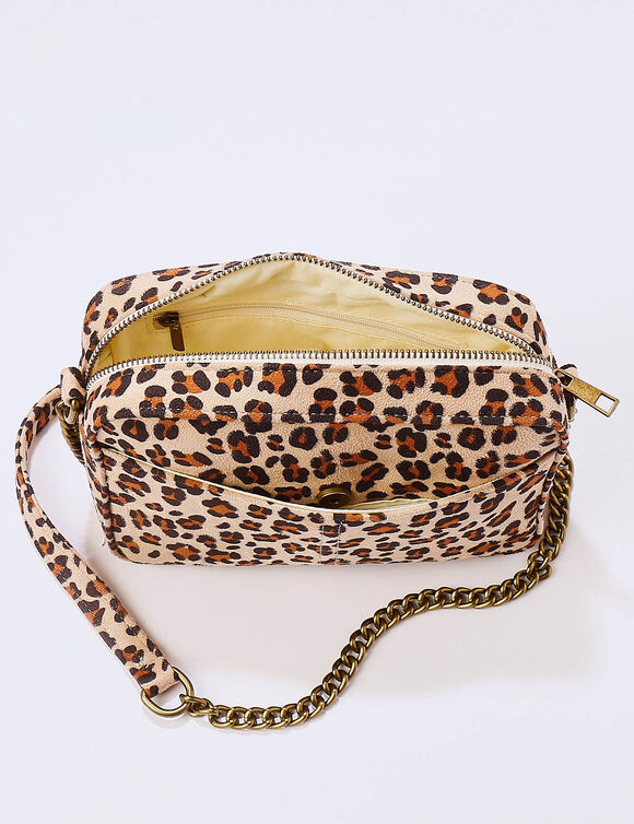Sac avec chaîne, imprimé léopard (beige)