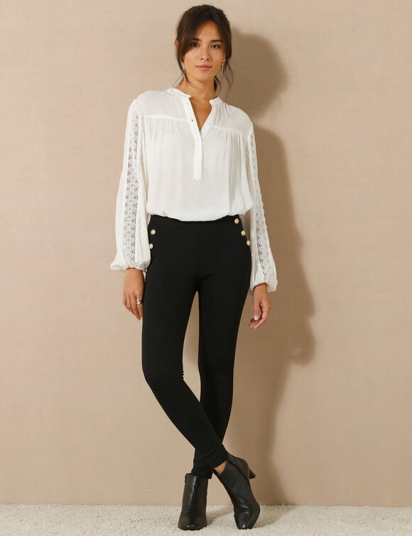 Legging effet pont, taille élastiquée (noir)