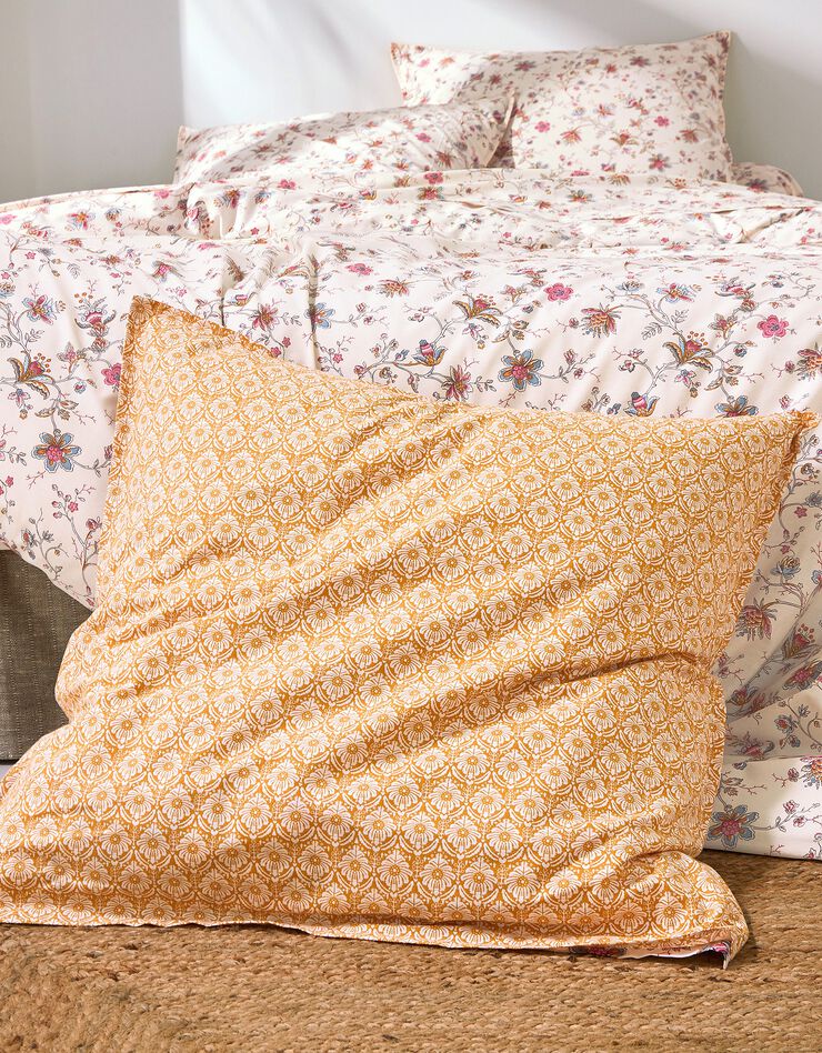 Bedlinnen Margaux in katoen met bloemenprint (ecru)