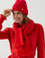 Gebreide muts met glanzend geborduurd hartje (rood)
