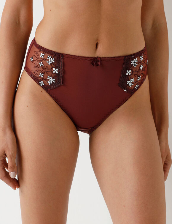 Culotte microfibre tulle brodé Caminata (chocolat)