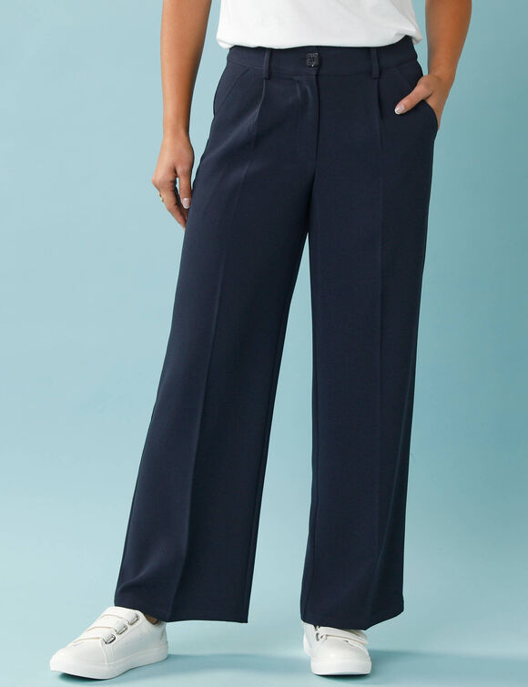 Pantalon large fluide Sp&eacute;cial Petites (marine)