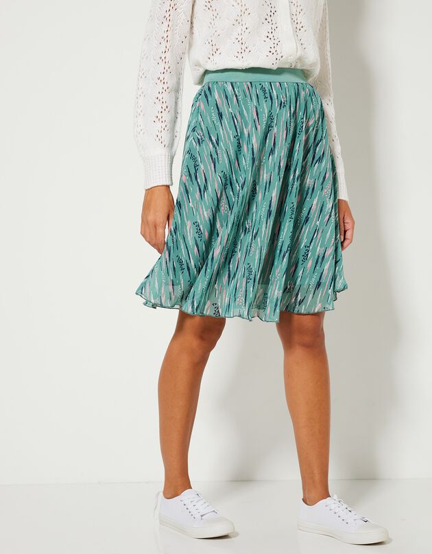 Jupe courte imprimé ethnique, voile (vert / marine)