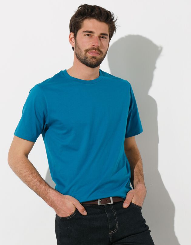 T-shirt met ronde hals en korte mouwen - set van 3 (blauw + bruin + grijs)