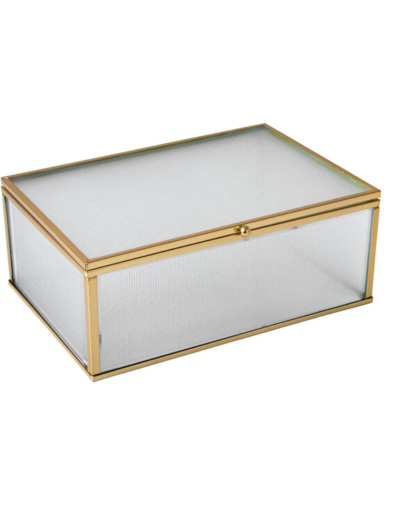 Opbergdoos in glas en metaal (goudkleurig)