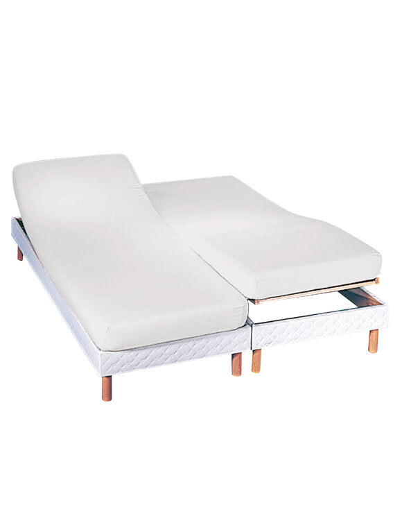 Drap-housse uni sommier articul&eacute; polyester-coton 57 fils/cm&sup2; - bonnet 26 cm (blanc)