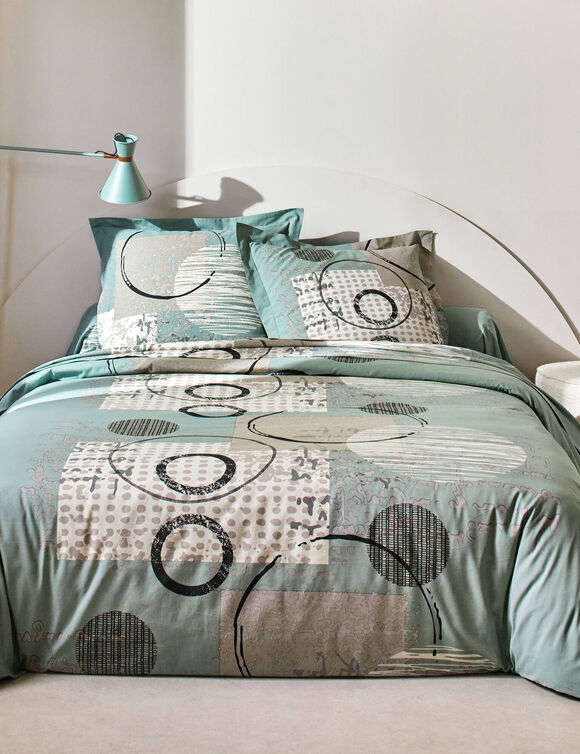 Diane-beddengoed met grafische print &ndash; katoen 57 draden/cm&sup2; (eucalyptus)