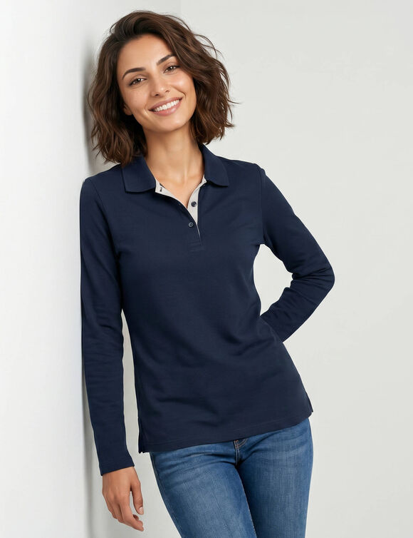 Polo bicolore maille jersey (marine / gris)