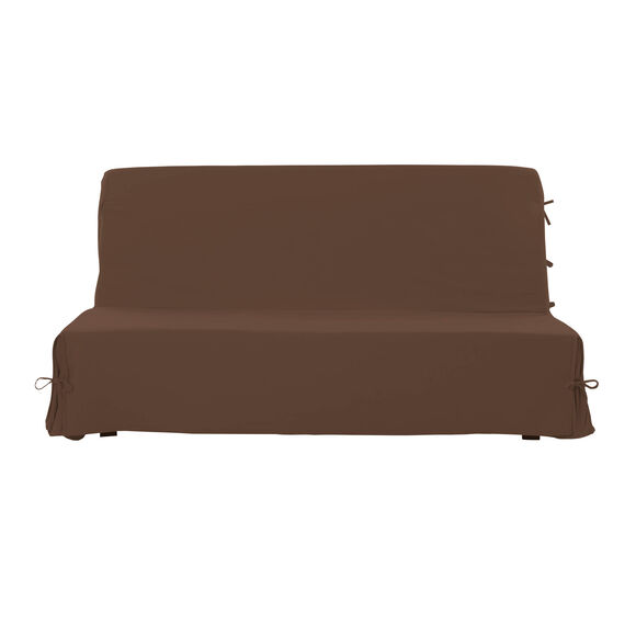 Standaard hoes voor slaapbank van effen katoen (chocolade)