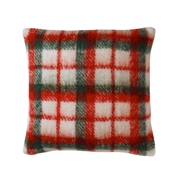 Coussin écossais tissé-teint (ecru / rood / groen)