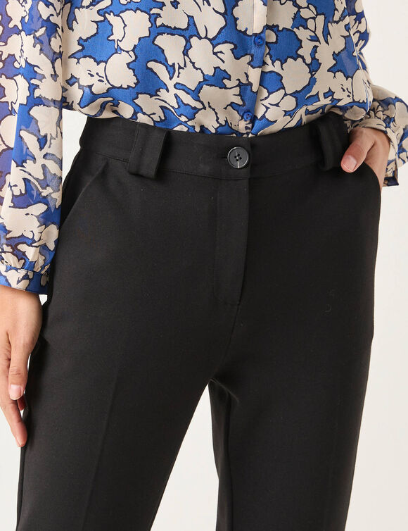 Pantalon cigarette uni, maille milano (noir)