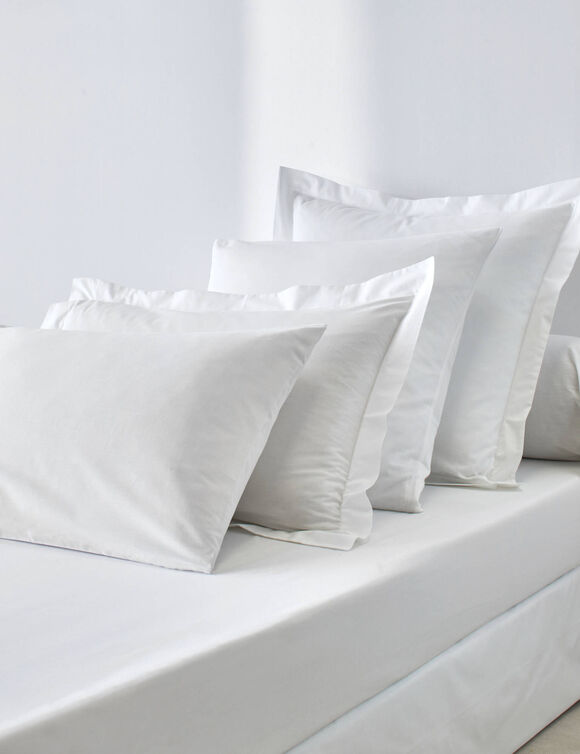 Drap-housse uni polyester - coton bonnet 32 cm (blanc)