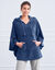Poncho in fleece met pluchetouch en kap (blauw)