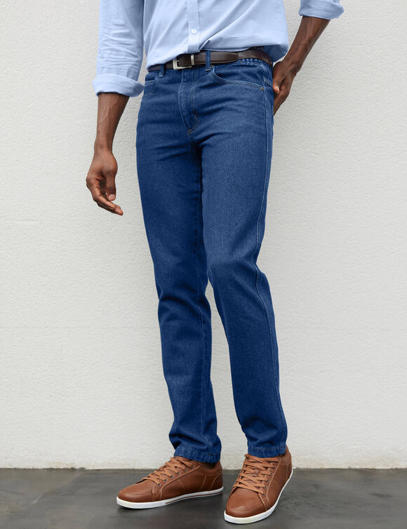 Jean droit ceinture &eacute;lastiqu&eacute;e c&ocirc;t&eacute;s - L32 (stone)