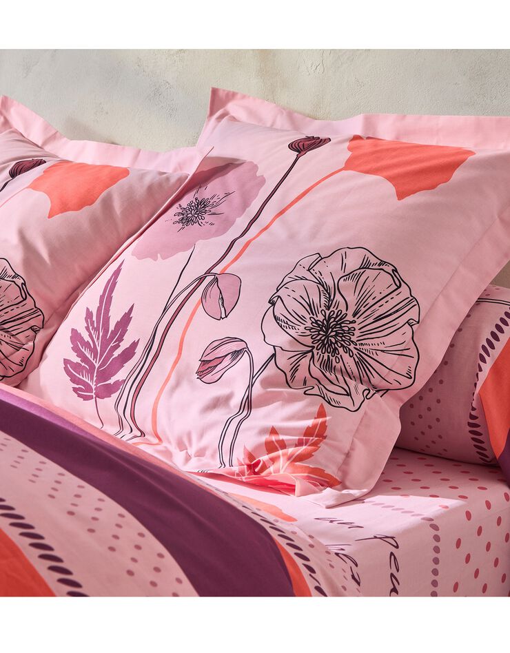 Linge de lit Coquely en polycoton à motifs coquelicot, rose Linge de lit Coquely en polycoton à motifs coquelicot, rose, hi-res image number 5