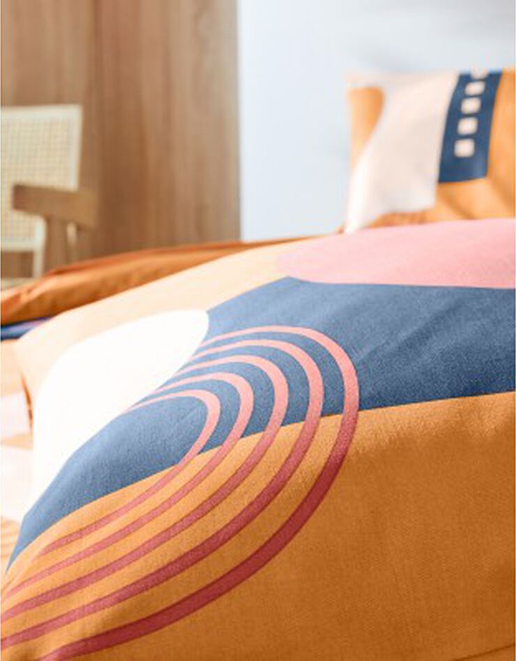 Linge de lit Nino en coton imprimé géométrique, orange, hi-res image number 5