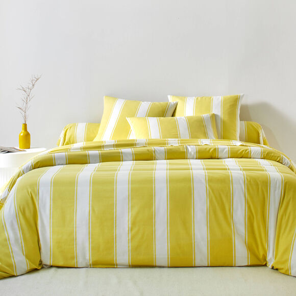 Linge de lit Transat en coton imprim&eacute; (jaune)