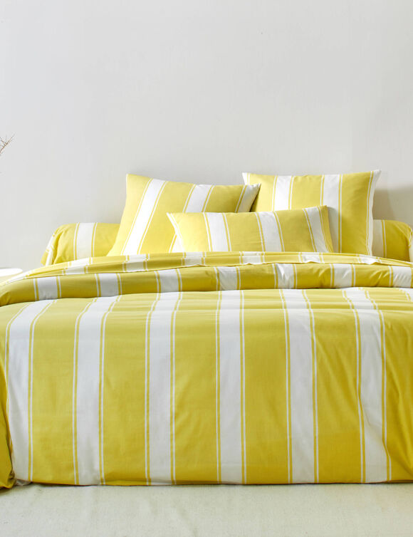Linge de lit Transat en coton imprim&eacute;  (jaune)