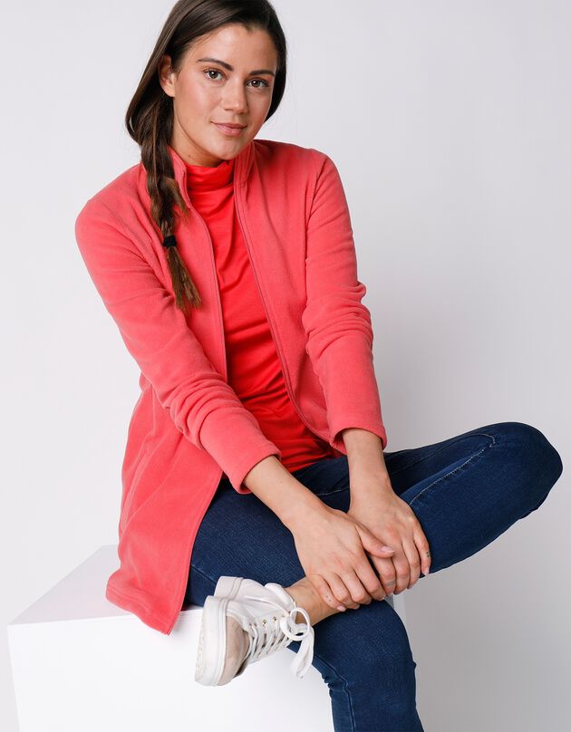 Veste polaire zippée manches longues (corail foncé)
