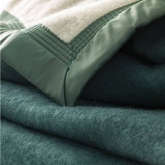 Couverture bicolore pure laine 800 g/m² (vert)