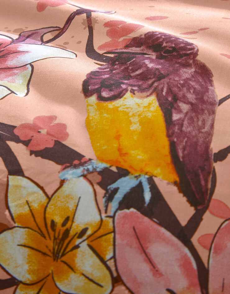 Linge de lit Birdy en coton imprimé oiseaux, corail, hi-res image number 3