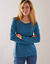 Effen T-shirt met ronde hals en lange mouwen (Pruisisch blauw)
